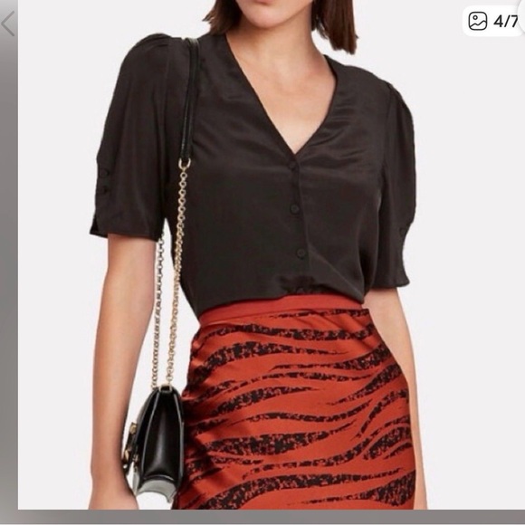 Frame Denim Tops - Frame 100% silk $275 Black Satin Button-Up Blouse